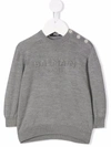 BALMAIN LOGO-EMBOSSED WOOL JUMPER