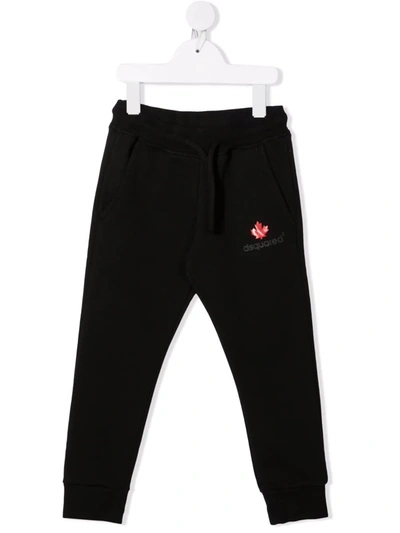 Dsquared2 Kids' Logo-print Slim-cut Track Trousers In Black