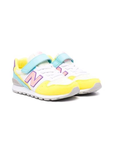 New Balance Kids' Logo-patch Low-top Trainers In Yellow
