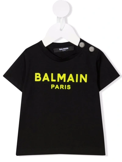 Balmain Babies' Logo-print T-shirt In Black