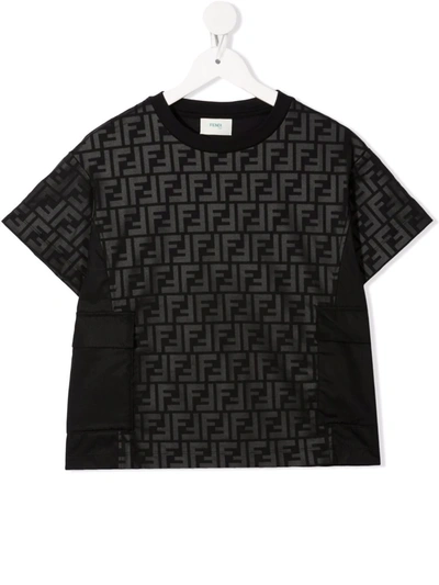 Fendi Kids' Monogram-print T-shirt In Black