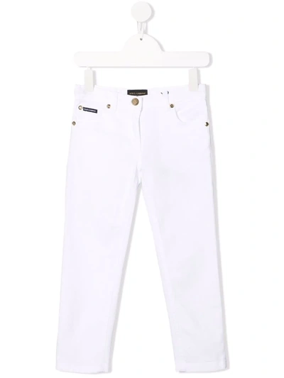 Dolce & Gabbana Kids' Mid-rise Skinny Jeans In White