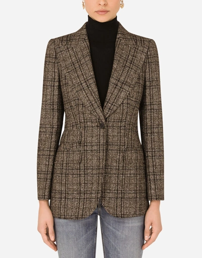 Dolce & Gabbana Single-breasted Tartan Jacket In Multicolor