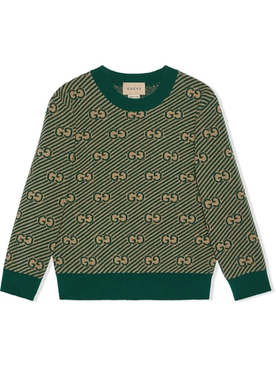 Gucci Teen Green Gg Wool Sweater