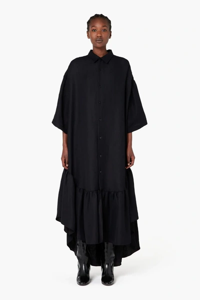 Ami Alexandre Mattiussi Short Sleeved Dress With Ruffled Bottom In Black