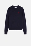 Ami Alexandre Mattiussi Crew Neck Sweater Ami De Coeur Patch In Blue