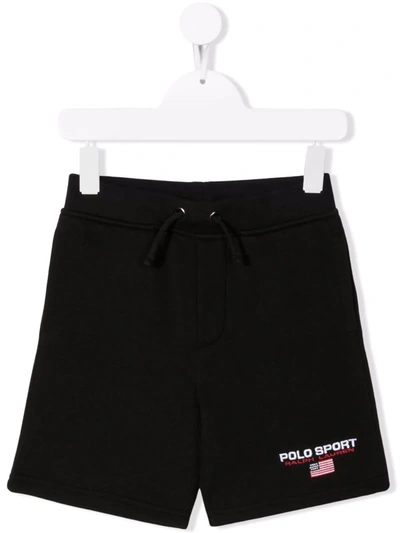 Ralph Lauren Kids' Logo-embroidered Track Shorts In Black
