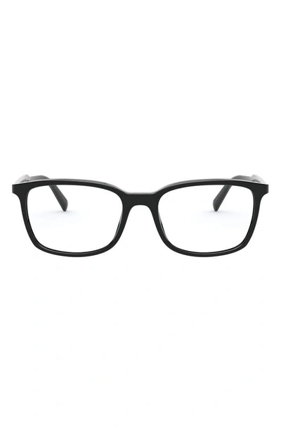 Prada 55mm Rectangular Optical Glasses In Black