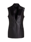 Ferragamo Leather Sleeveless Jacket In Brown