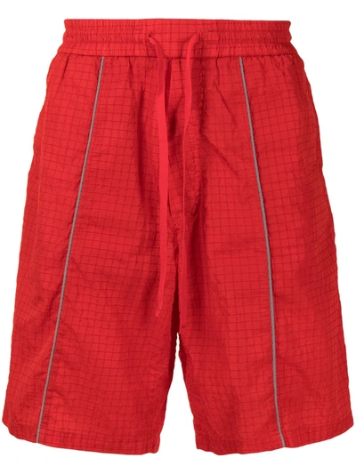 Iceberg Check-print Track Shorts In Rot