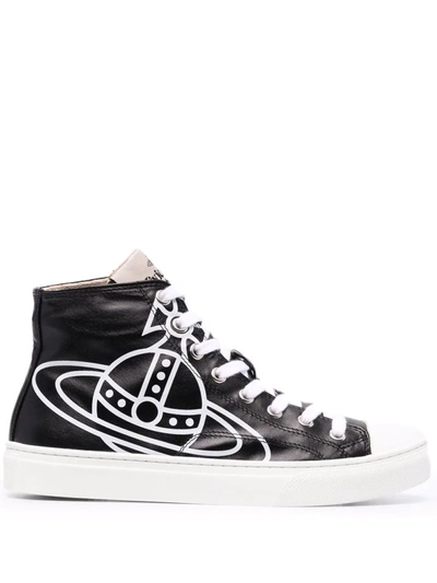 Vivienne Westwood Black Orb-print Canvas High-top Sneakers