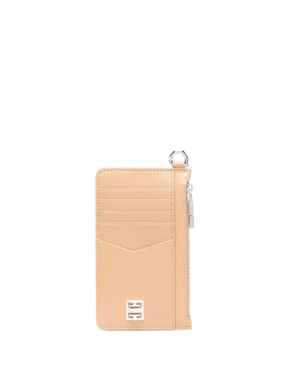 Givenchy Logo标牌皮质卡夹 In Nude