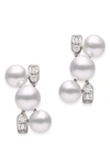 Mikimoto Cluster Cultured Pearl Earrings In White Gold/ Diamond