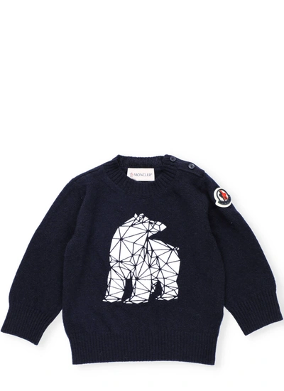 Moncler Babies' Bear Print Sweater In Blue