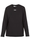 Msgm Black Impact Mini Logo Long Sleeve T-shirt In Black