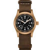 Hamilton Men's Swiss Mechanical Khaki Field Brown Leather Strap Watch 38mm In Black