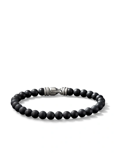 David Yurman Men's Matte Black Onyx & Sterling Silver Beaded Bracelet