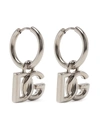 Dolce & Gabbana Silver Logo Hoop Earrings In Silber