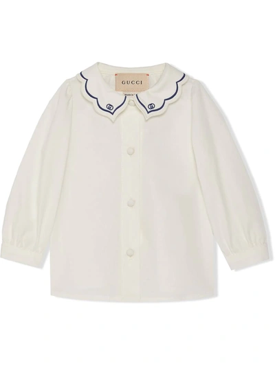 Gucci Babies' Gg-embroidered Shirt In White