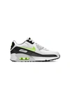 Nike Kids' Big Boys Air Max 90 Leather Running Casual Sneakers From Finish Line In White/black/neutral Grey/hot Lime