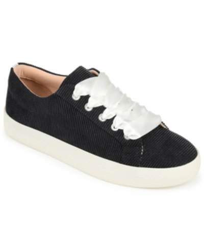 Journee Collection Women's Kinsley Corduroy Lace Up Sneakers In Black