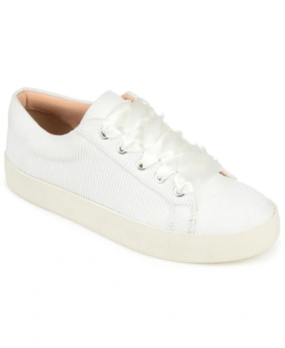 Journee Collection Women's Kinsley Corduroy Lace Up Sneakers In White