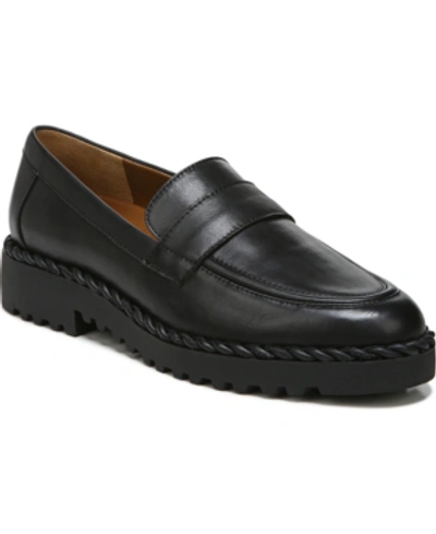 Franco Sarto Carol Lug Sole Loafers In Black Leather