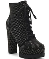 Jessica Simpson Women's Irella High Heeled Platform Lace Up Lug Sole Booties Women's Shoes In Black