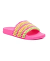 Jessica Simpson Women's Saycie Pool Slide Sandals Women's Shoes In Neon Pink, Multi