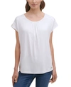 Calvin Klein Mixed-media Top In Soft White