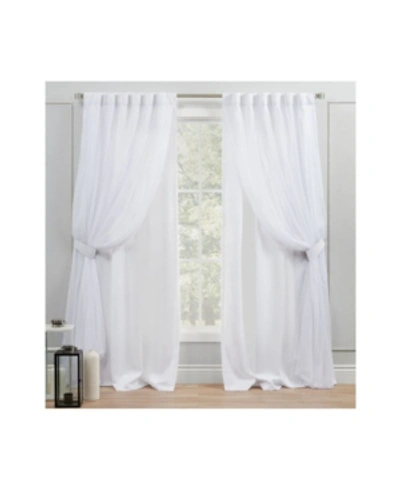 Exclusive Home Curtains Catarina Layered Solid Blackout And Sheer Hidden Tab Top Curtain Panel Pair, 52" X 108", Se In White