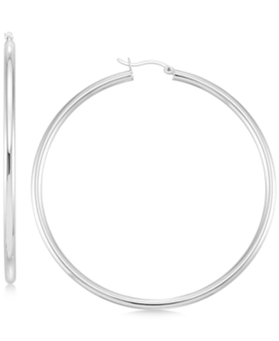 Macy's Round Hoop Earrings In 14k Gold Over Silver In White Gold Over Silver