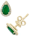 Effy Collection Effy Emerald (3/4 Ct. T.w.) & Diamond (1/10 Ct. T.w.) Stud Earrings In 14k Gold In Emerald