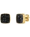 ESQUIRE MEN'S JEWELRY BLACK DIAMOND EARRINGS (1/4 CT. T.W.) IN STAINLESS STEEL, CREATED FOR MACY'S (ALSO IN GOLD-TONE)