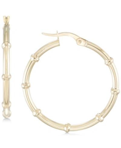 Macy's Polished Decorative Small Hoop Earrings In 10k Gold