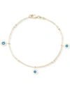Macy's Enamel Evil Eye Charm Bracelet In 10k Gold In Blue