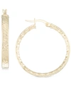 Macy's Textured Small Hoop Earrings In 10k Gold In Gold