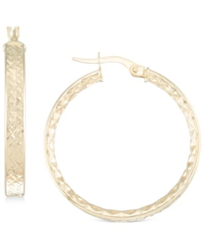 Macy's Textured Small Hoop Earrings In 10k Gold