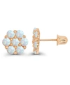Macy's Created White Opal Round Flower Screwback Earrings In Sterling Silver (also In 14k Gold Over Silver In Pink