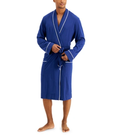 Club Room Men's Tipped Robe, Created For Macy's In Pomador Blue