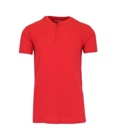 Galaxy By Harvic Men's Henley Slub T-shirt In Red