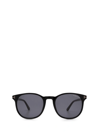 Tom Ford Eyewear Round Frame Sunglasses In Shiny Black