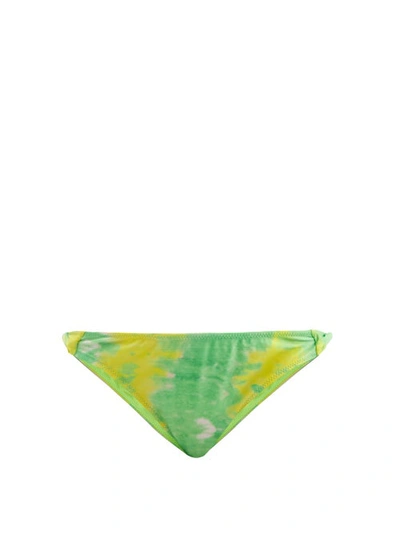 Ganni Abstract-print Recycled-fibre Bikini Briefs In Bright Green