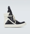 Rick Owens Geobasket Leather High-top Sneakers In Black