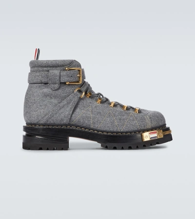 Thom Browne Wool-blend Felt Ankle Boots In Grey