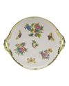 HEREND QUEEN VICTORIA ROUND TRAY WITH HANDLES,PROD144410583