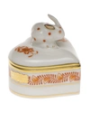 HEREND CHINESE BOUQUET RUST HEART BOX WITH BUNNY,PROD153360049