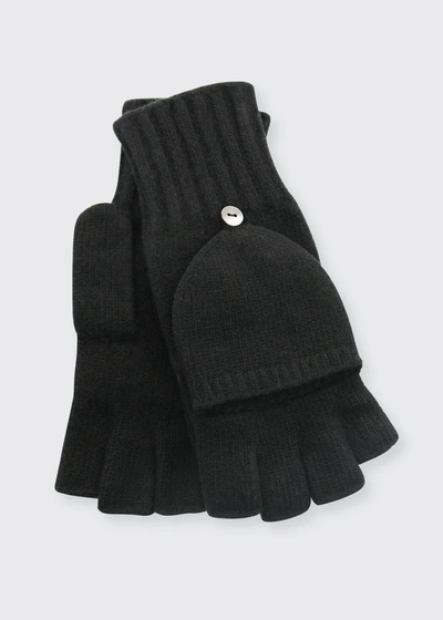 Portolano Jersey-knit Cashmere Flip-top Gloves In Black
