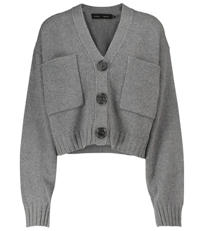 Proenza Schouler Cropped Upcycled Cashmere-blend Cardigan In Grey
