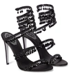 RENÉ CAOVILLA CHANDELIER EMBELLISHED SATIN SANDALS,P00581191